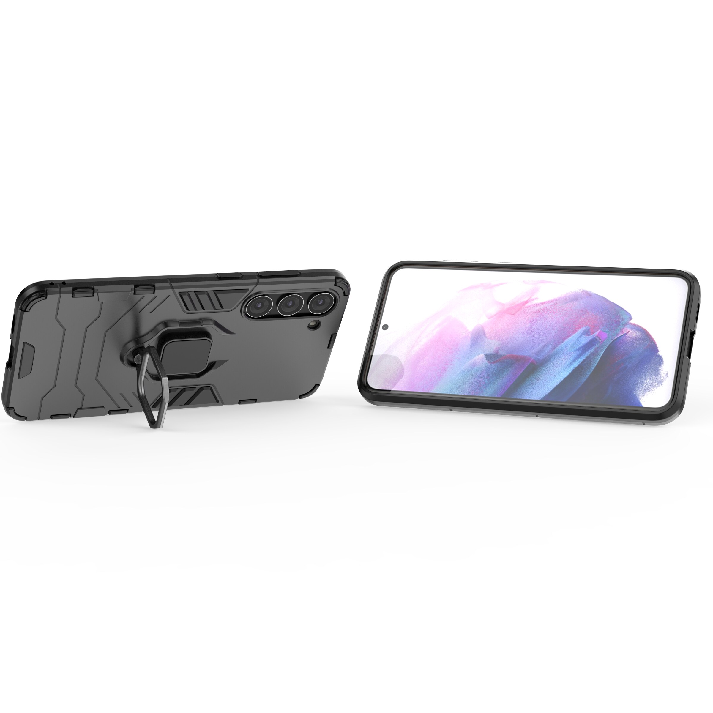 Ring Armor tapauksessa Samsung Galaxy S23+ panssaroitu kansi magneettinen haltija rengas musta