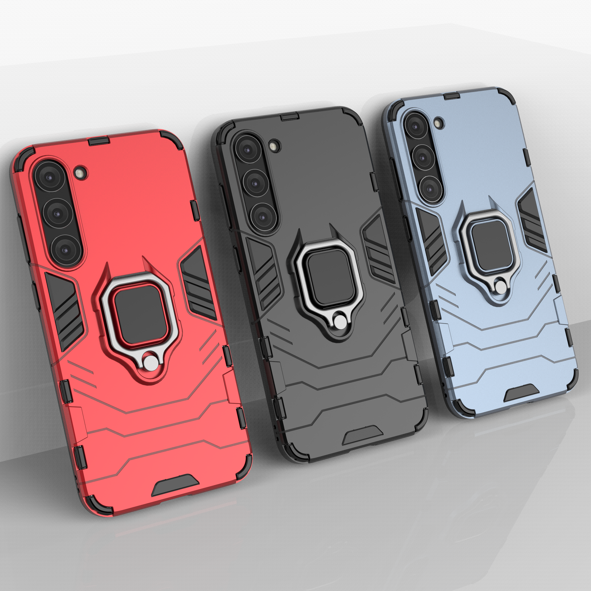 Ring Armor tapauksessa Samsung Galaxy S23+ panssaroitu kansi magneettinen haltija rengas musta
