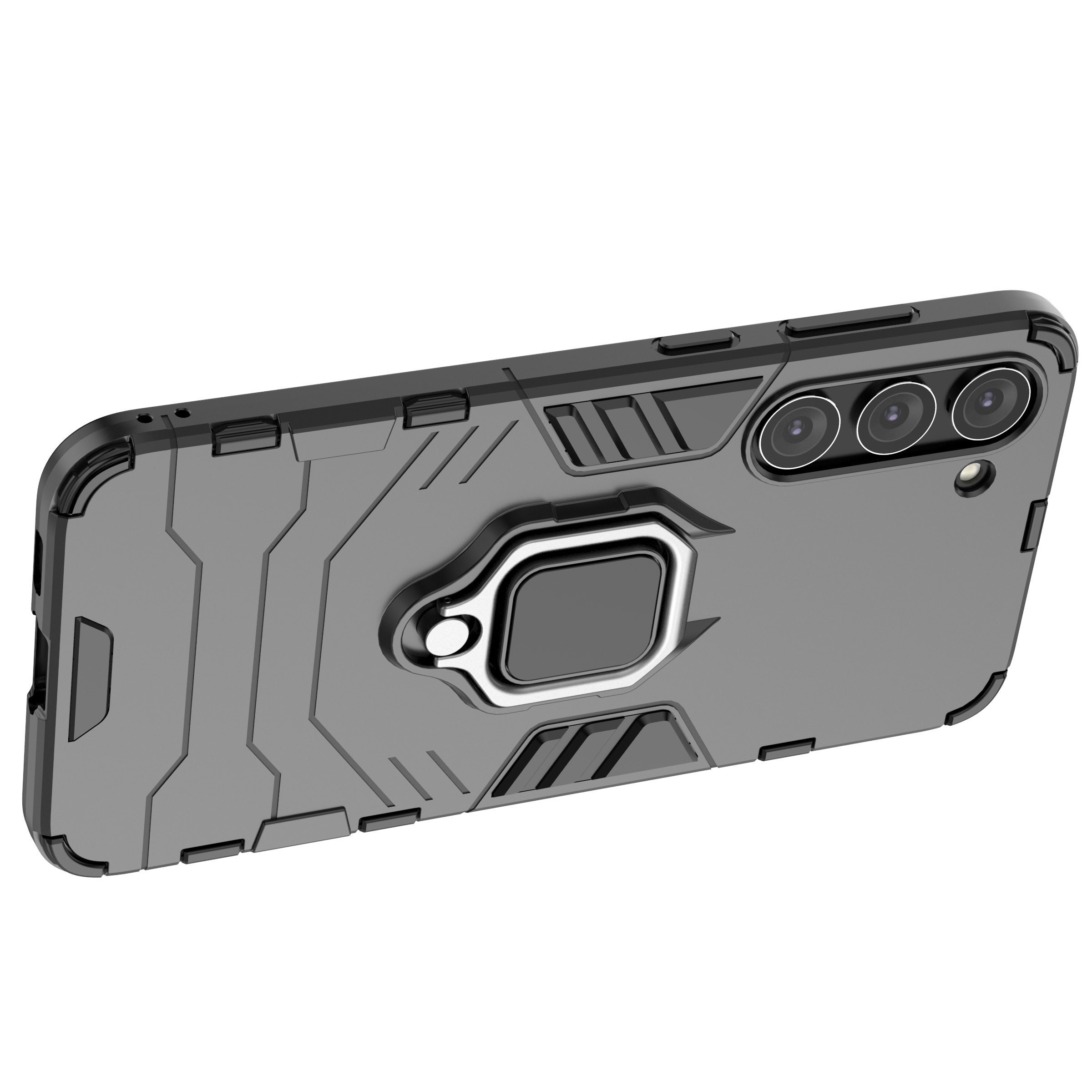 Ring Armor tapauksessa Samsung Galaxy S23+ panssaroitu kansi magneettinen haltija rengas musta