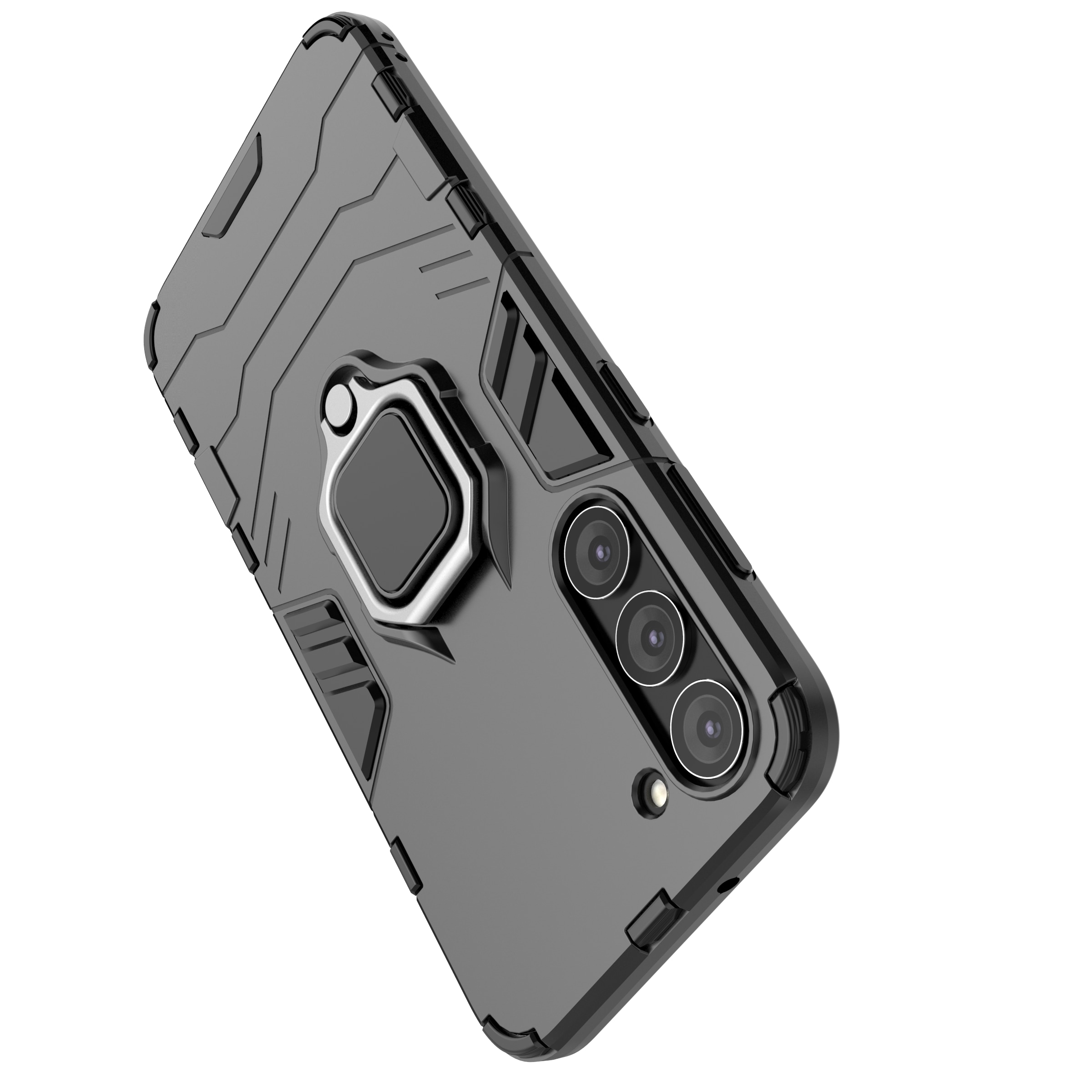 Ring Armor tapauksessa Samsung Galaxy S23+ panssaroitu kansi magneettinen haltija rengas musta