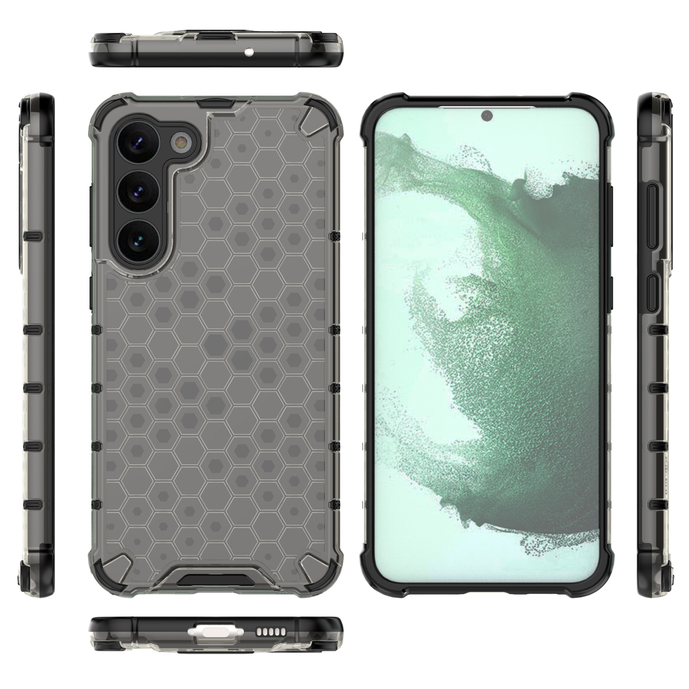 Honeycomb tapauksessa Samsung Galaxy S23+ panssaroitu hybridi kansi musta