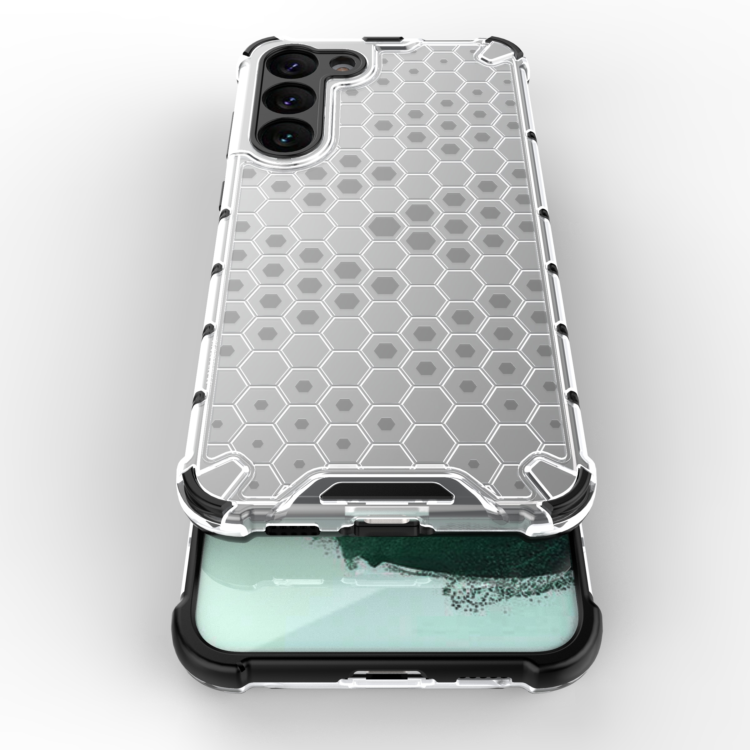 Honeycomb tapauksessa Samsung Galaxy S23+ panssaroitu hybridi kansi musta