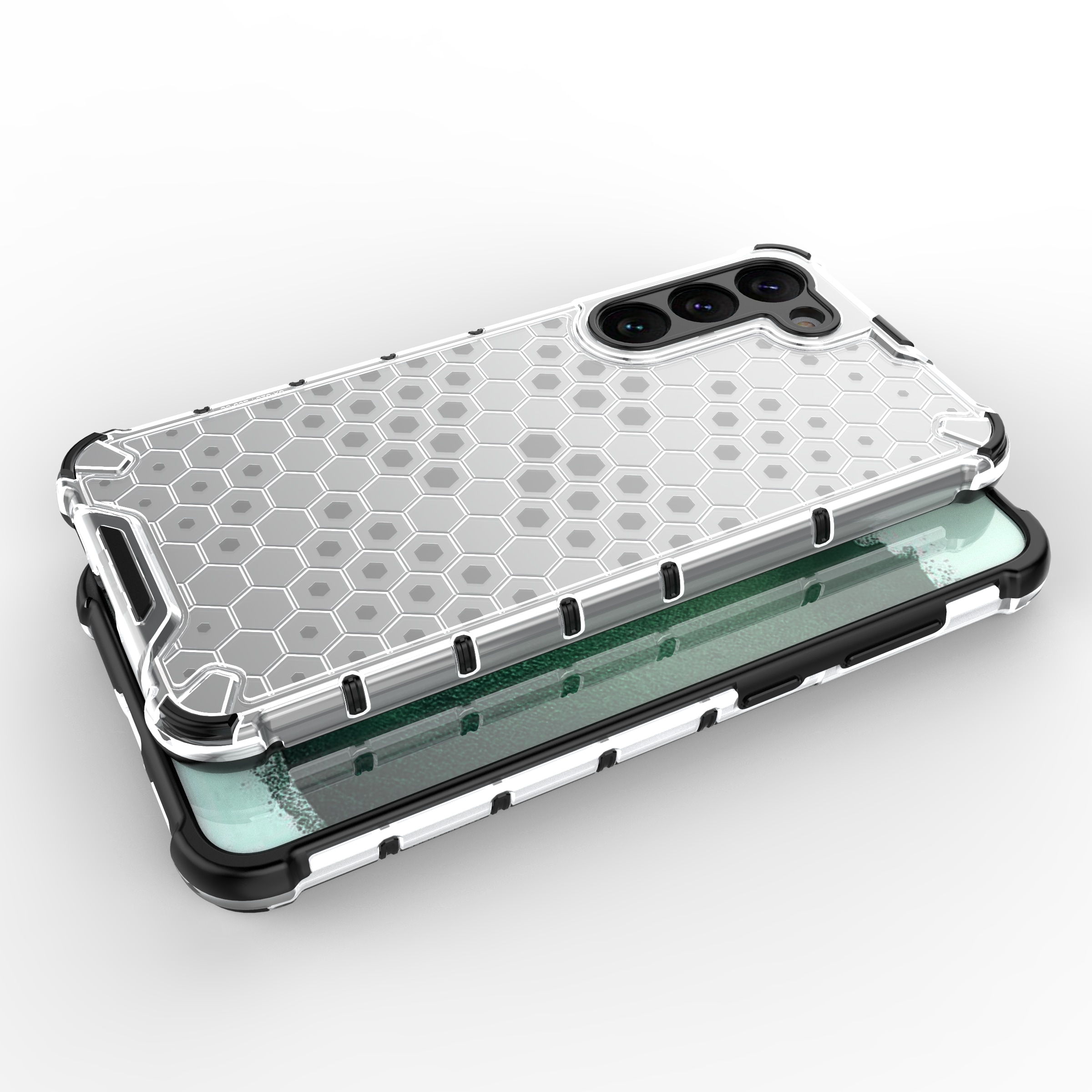Honeycomb tapauksessa Samsung Galaxy S23+ panssaroitu hybridi kansi läpinäkyvästi