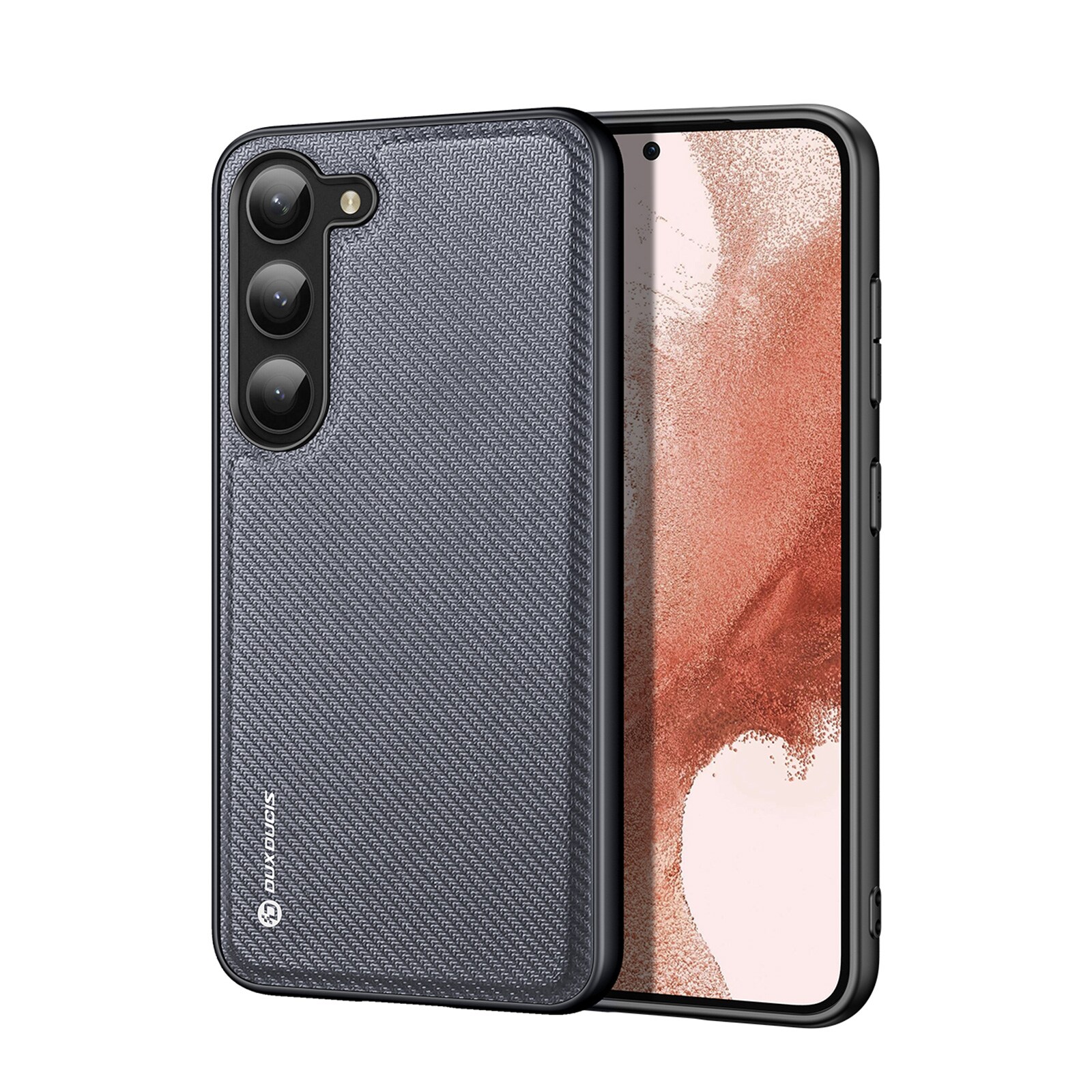 Dux Ducis Fino kotelo Samsung Galaxy S23+ suojus silikonikehyksellä harmaa