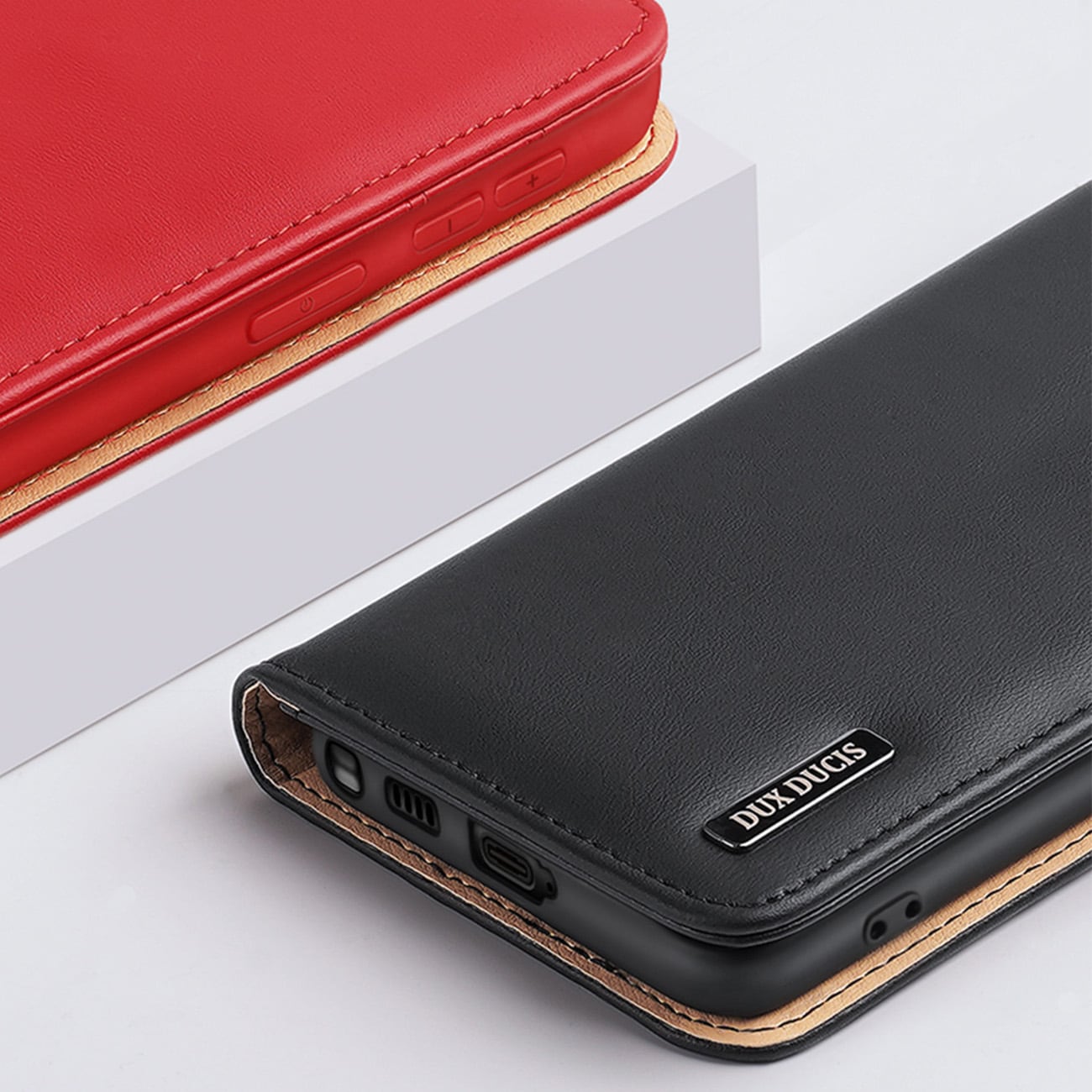 Dux Ducis Hivo tapauksessa Samsung Galaxy S23+ flip tapauksessa lompakko jalusta RFID esto musta