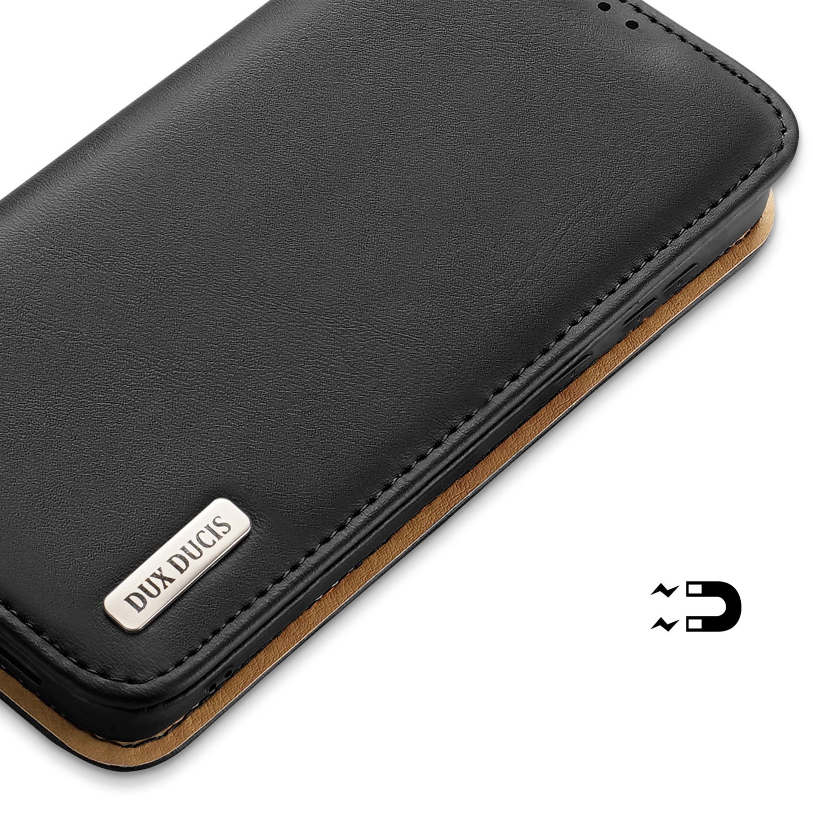 Dux Ducis Hivo tapauksessa Samsung Galaxy S23+ flip tapauksessa lompakko jalusta RFID esto musta