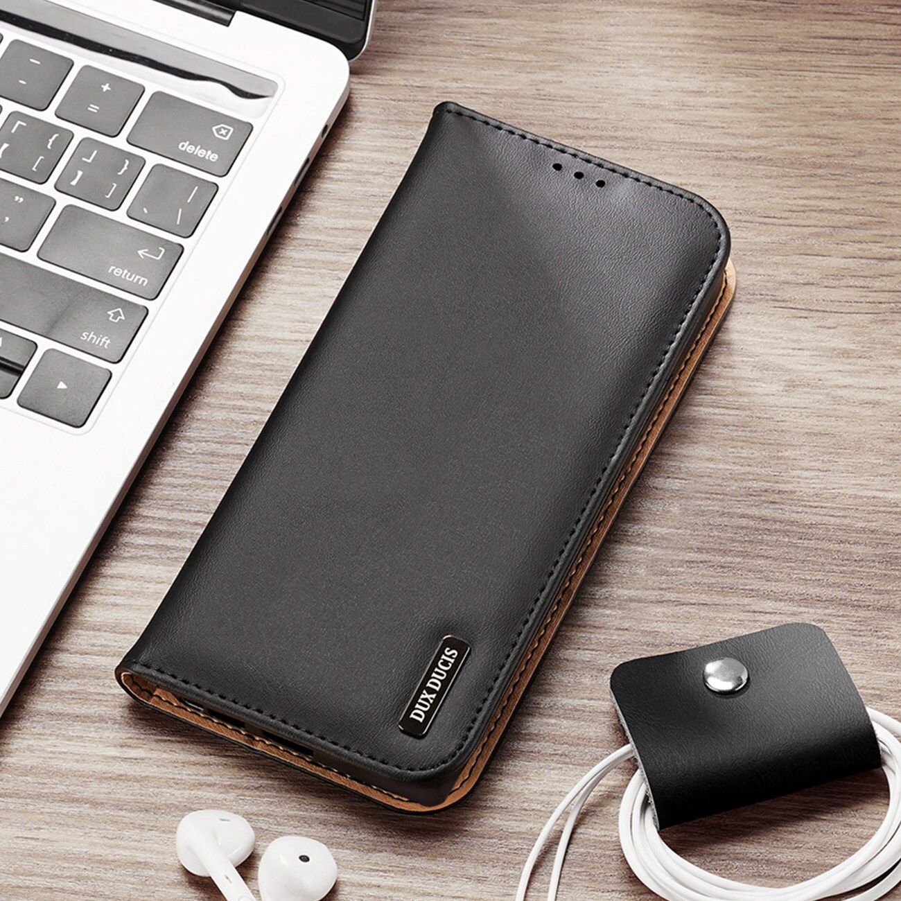 Dux Ducis Hivo tapauksessa Samsung Galaxy S23+ flip kansi lompakko jalusta RFID esto ruskea