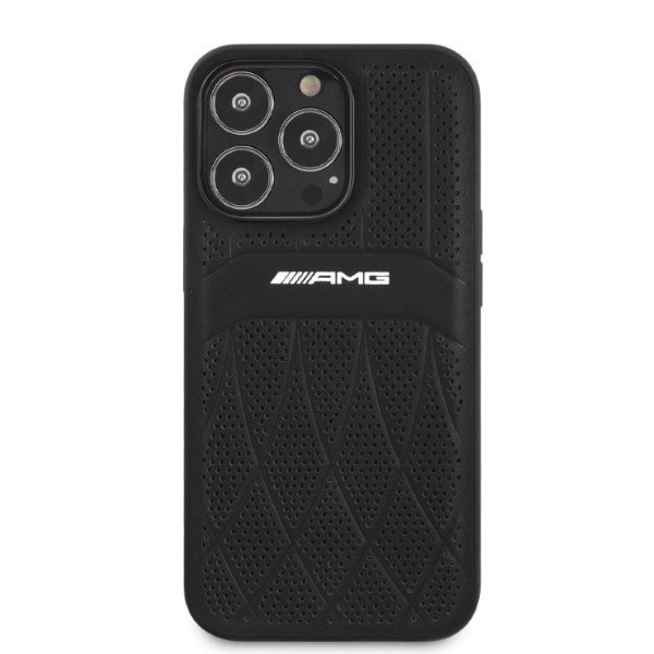 AMG AMHCP13LOSDBK iPhone 13 Pro / 13 6.1" musta/musta kovakotelo Nahka kaarevat linjat