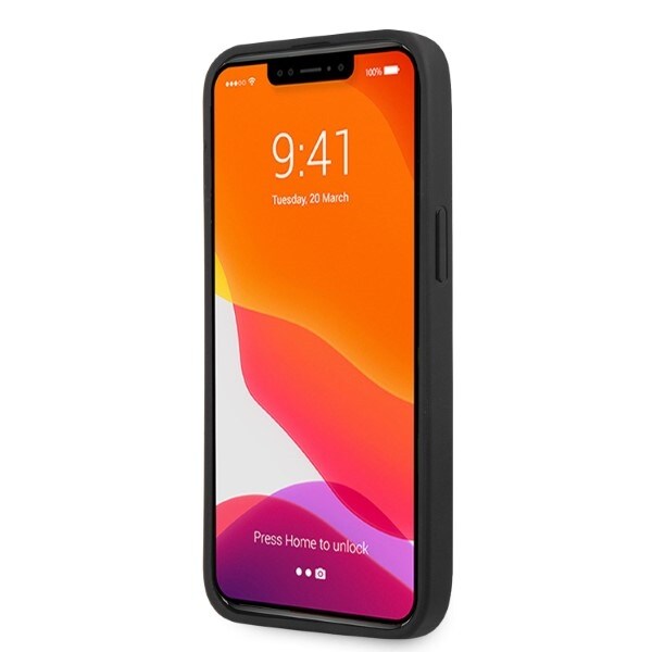 AMG AMHCP13LOSDBK iPhone 13 Pro / 13 6.1" musta/musta kovakotelo Nahka kaarevat linjat
