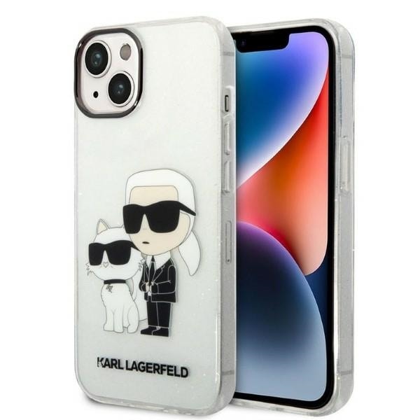 Karl Lagerfeld Glitter Karl&Choupette tapauksessa iPhone 14 Plus - läpinäkyvä - läpinäkyvä
