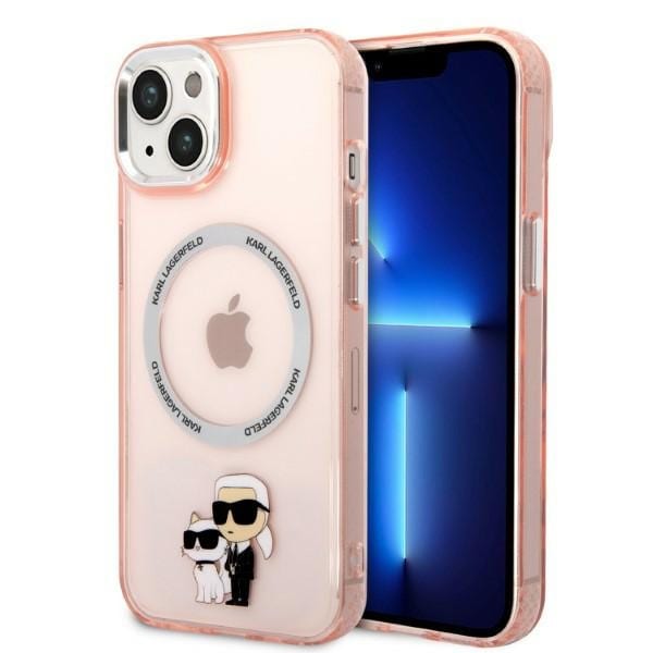 Karl Lagerfeld iPhone 14 6.1" pink case Iconic Karl & Choupette MagSafe - icons KLHMP14SHNKCIP