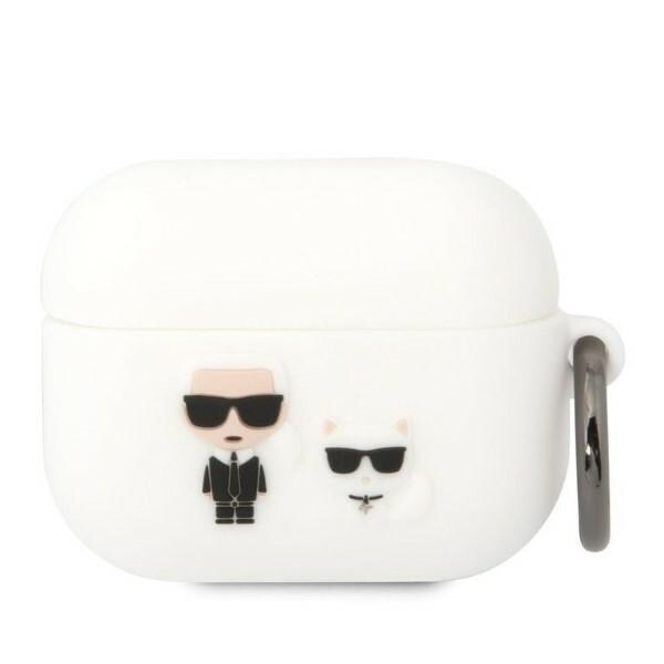 Karl Lagerfeld KLACAPSILKCW AirPods Pro -suojus valkoinen/valkoinen Silikoni Karl & Choupette