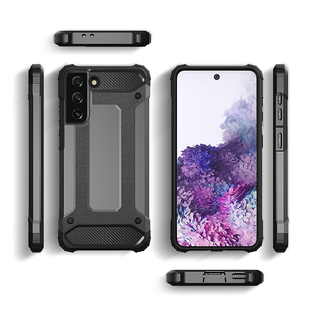 Hybrid Armor tapauksessa Samsung Galaxy S23+ panssaroitu hybridi tapauksessa musta