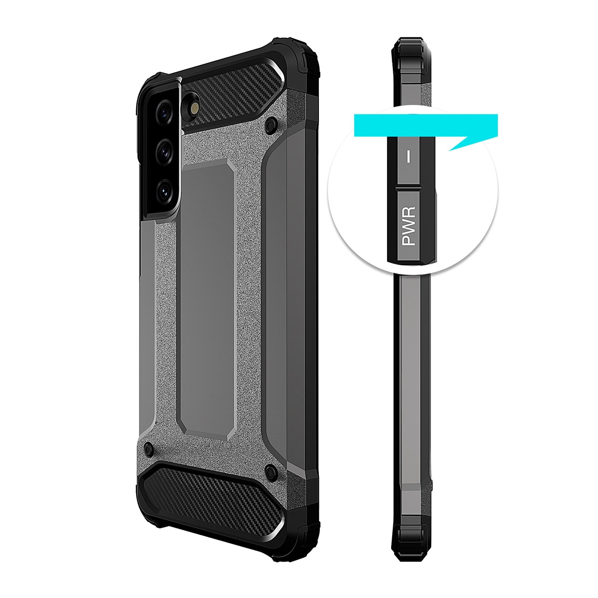 Hybrid Armor tapauksessa Samsung Galaxy S23+ panssaroitu hybridi tapauksessa musta
