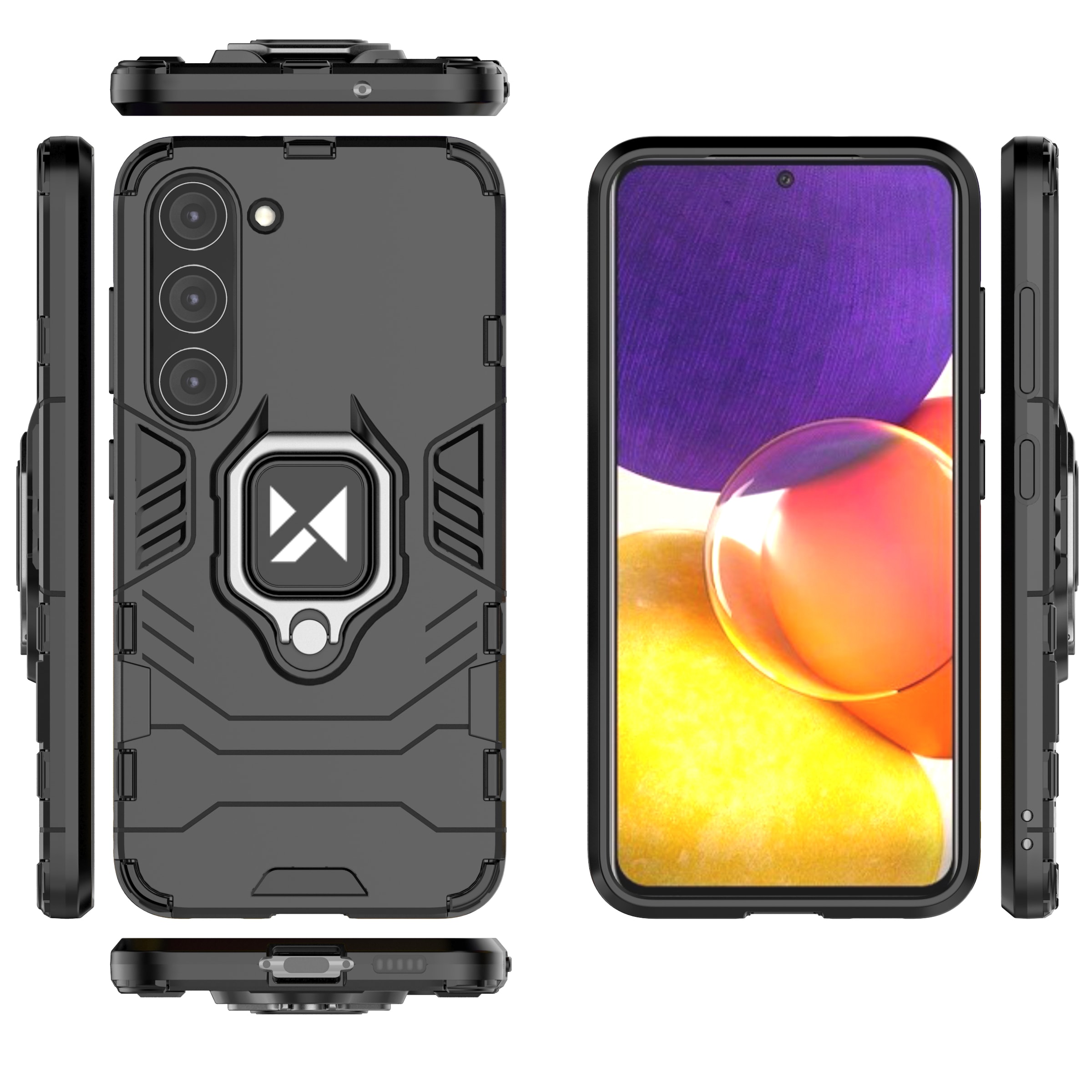 Wozinsky Ring Armor Samsung Galaxy S23+ panssaroitu kansi magneettinen rengas musta