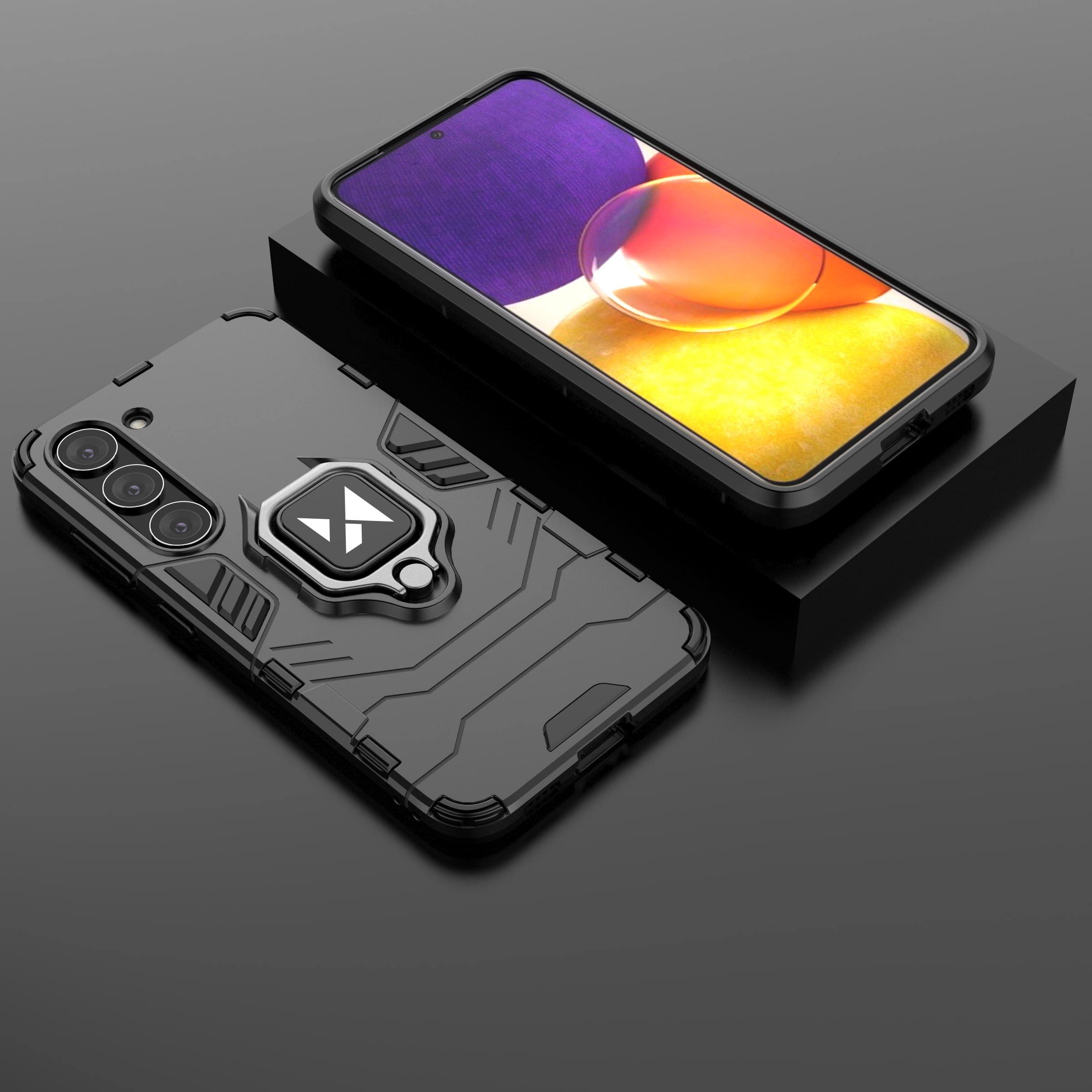 Wozinsky Ring Armor Samsung Galaxy S23+ panssaroitu kansi magneettinen rengas musta
