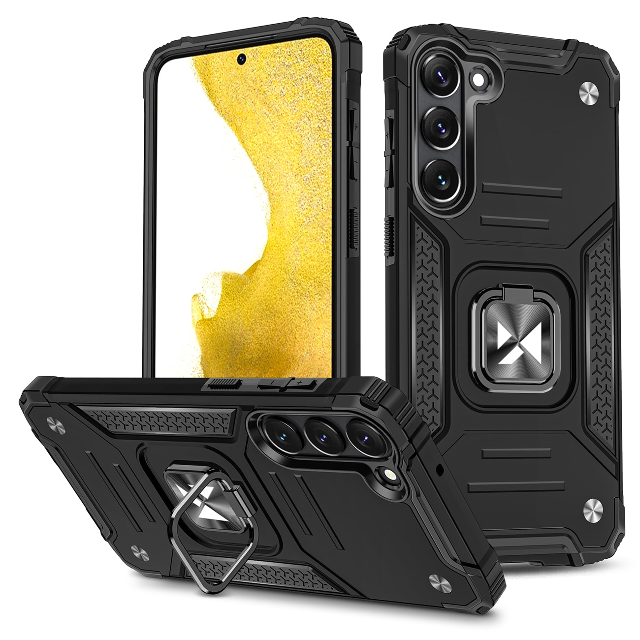 Wozinsky Ring Armor Samsung Galaxy S23+ panssaroitu kansi magneettinen rengas musta