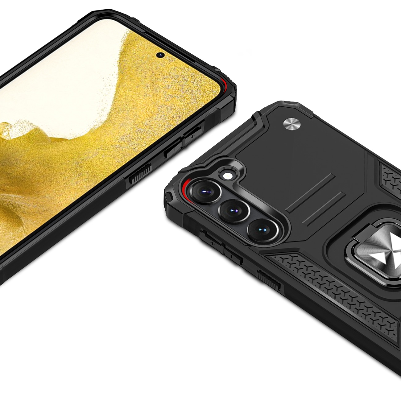 Wozinsky Ring Armor Samsung Galaxy S23+ panssaroitu kansi magneettinen rengas musta
