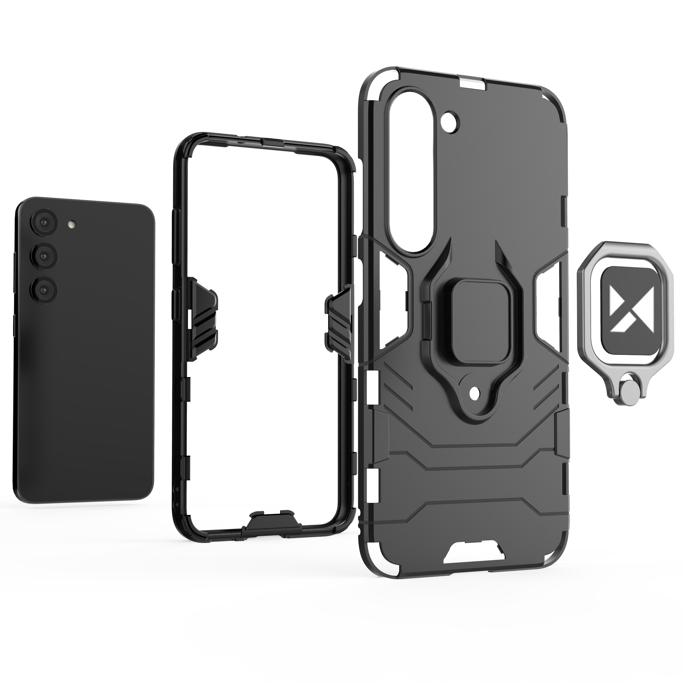 Wozinsky Ring Armor case for Samsung Galaxy S23, magnetic holder, ring, black
