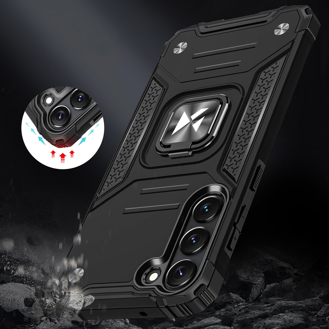 Wozinsky Ring Armor case for Samsung Galaxy S23, magnetic holder, ring, black