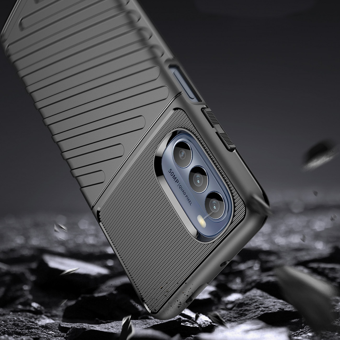 Thunder Kotelo Motorola Moto G62 5G silikoni panssarikotelo musta