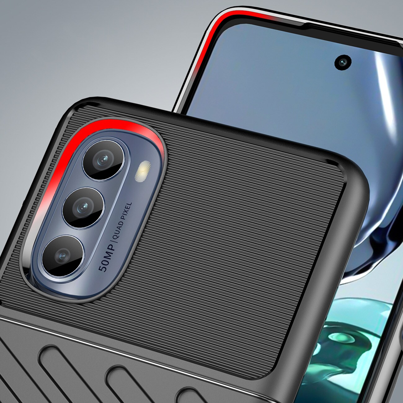 Thunder Kotelo Motorola Moto G62 5G silikoni panssarikotelo musta