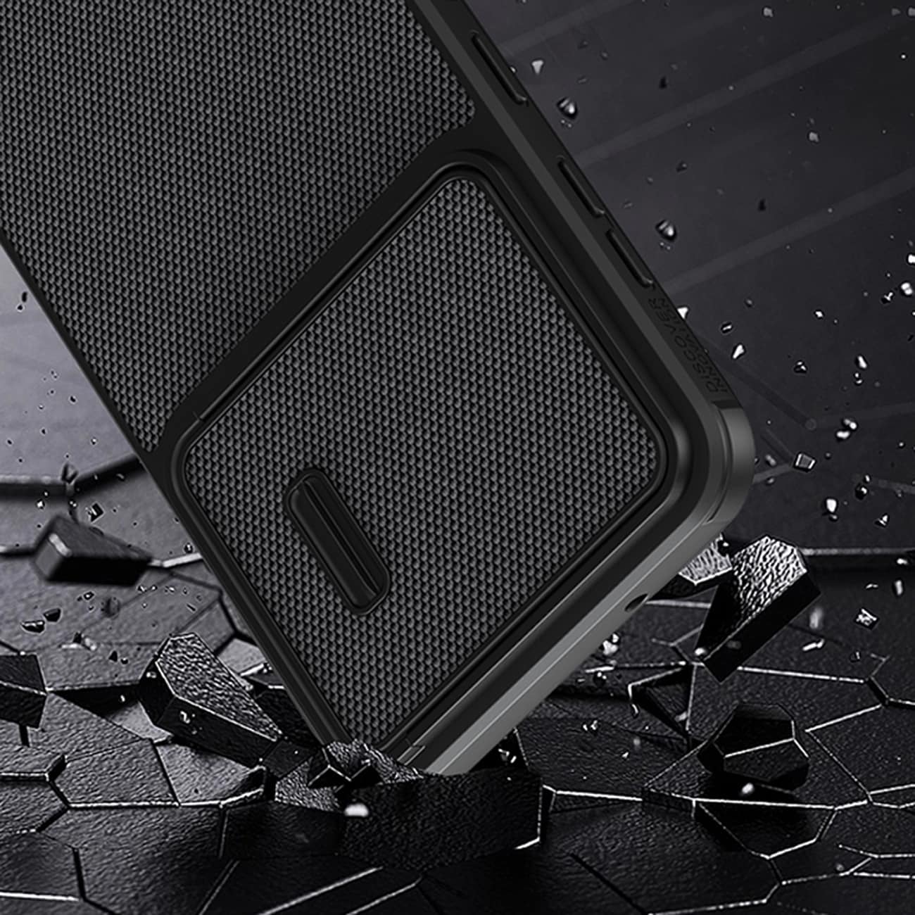 Nillkin Teksturoitu S Kotelo Samsung Galaxy S23+ panssaroitu suojus, jossa on kameran suojus musta