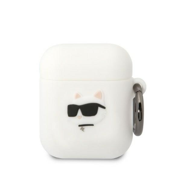 Karl Lagerfeld KLA2RUNCHH AirPods 1/2 suojus valkoinen/valkoinen Silikoni Choupette Head 3D -päähine