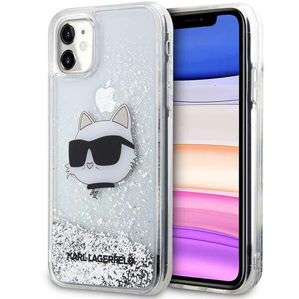Karl Lagerfeld KLHCN61LNCHCS iPhone 11/XR Glitter Choupette Head kovakotelo hopea/hopea