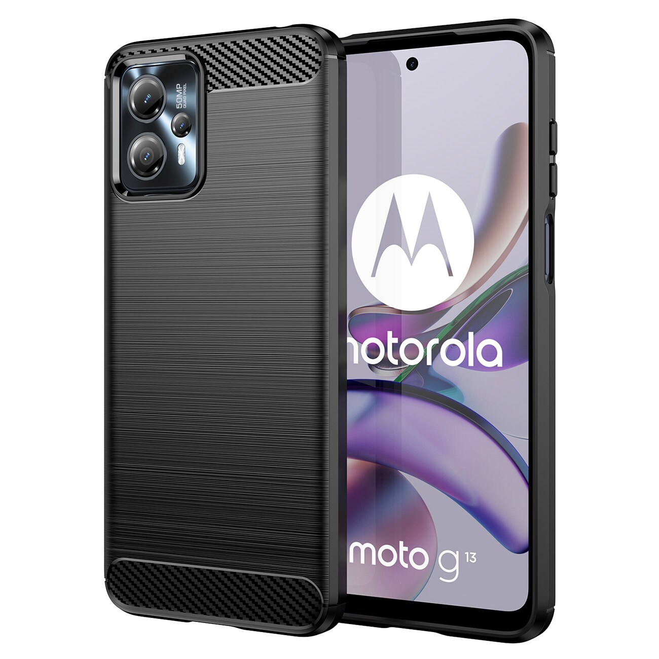 Carbon Kotelo Motorola Moto G13 joustava silikoni hiilikuori musta
