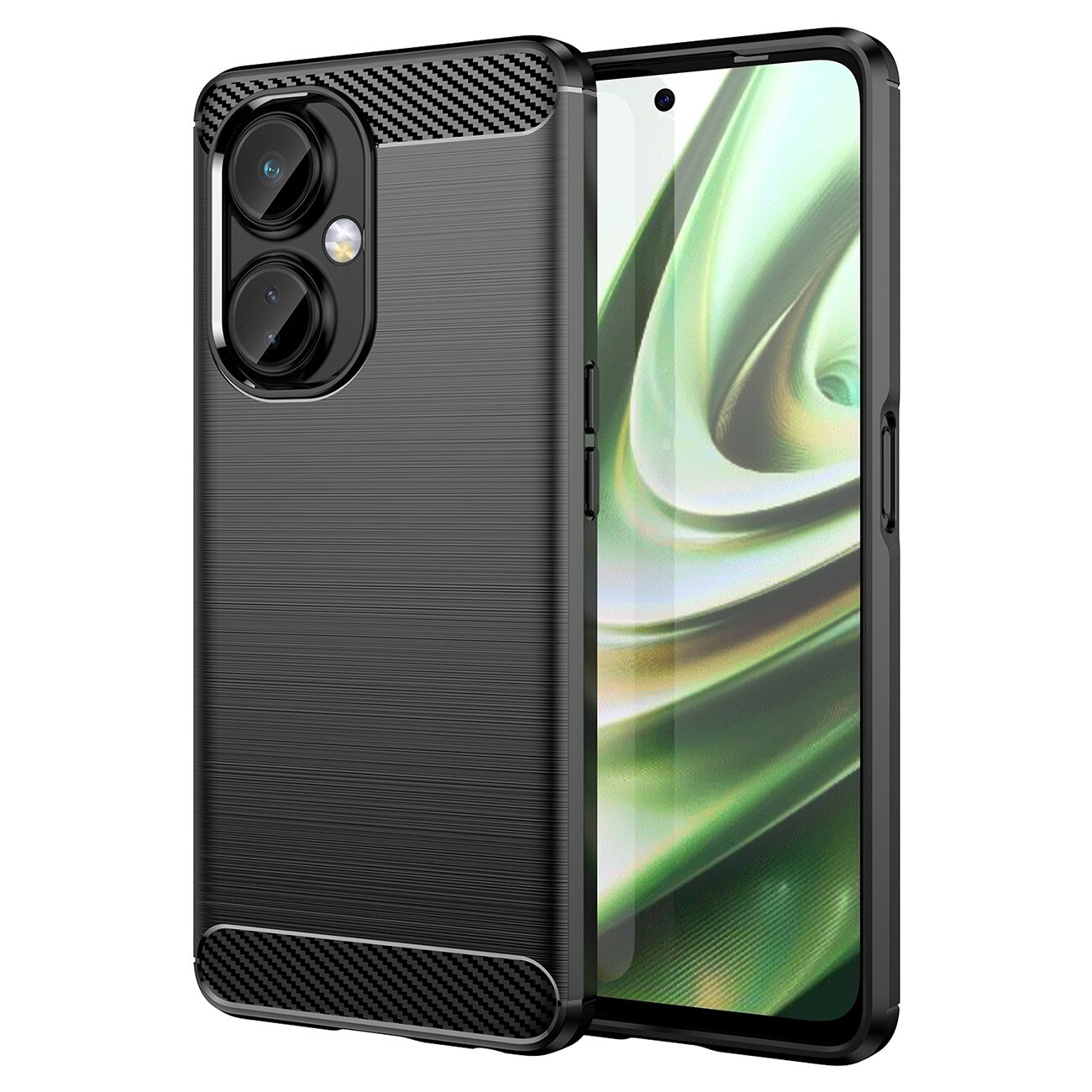 Carbon Case tapauksessa OnePlus Nord CE 3 joustava silikoni hiilen kansi musta
