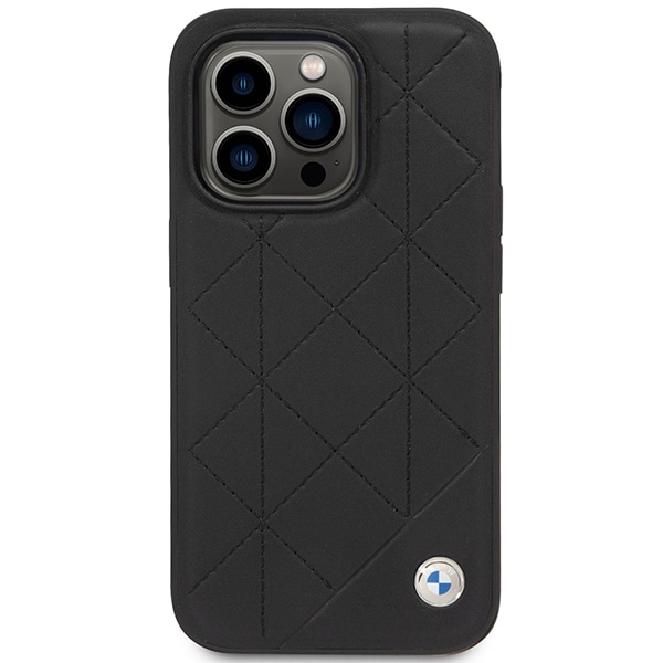 Kotelo BMW BMHCP14L22RQDK iPhone 14 Pro 6,1" musta/musta nahka tikattu