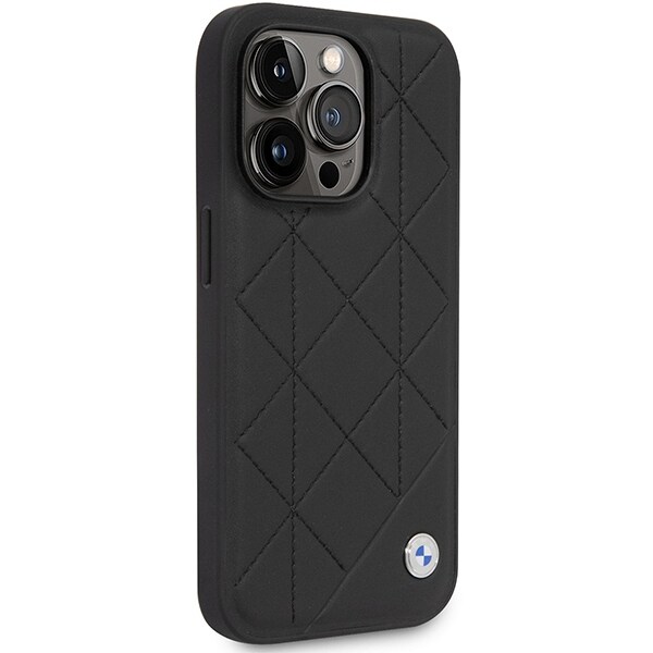 Kotelo BMW BMHCP14L22RQDK iPhone 14 Pro 6,1" musta/musta nahka tikattu