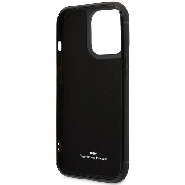 Kotelo BMW BMHCP14L22RSEPK iPhone 14 Pro 6.1" musta/musta nahkainen korttipaikka