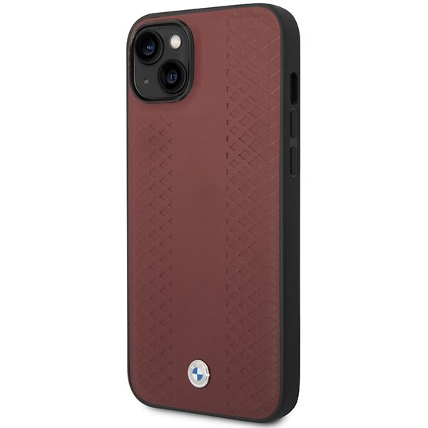 Kotelo BMW BMHCP14S22RFGR iPhone 14 6.1" Burgundy Leather Diamond Pattern