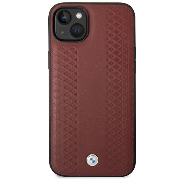 Kotelo BMW BMHCP14S22RFGR iPhone 14 6.1" Burgundy Leather Diamond Pattern