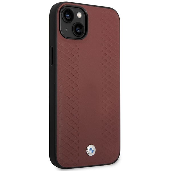 Kotelo BMW BMHCP14S22RFGR iPhone 14 6.1" Burgundy Leather Diamond Pattern
