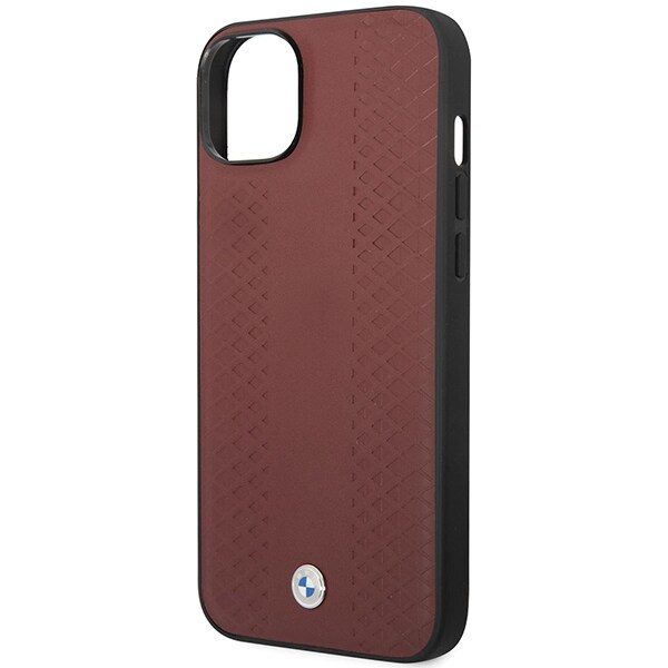 Kotelo BMW BMHCP14S22RFGR iPhone 14 6.1" Burgundy Leather Diamond Pattern