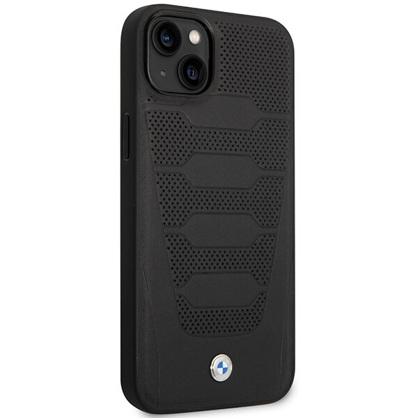 Kotelo BMW BMHCP14S22RPSK iPhone 14 6,1" musta/musta Nahkaistuimet kuvioitu