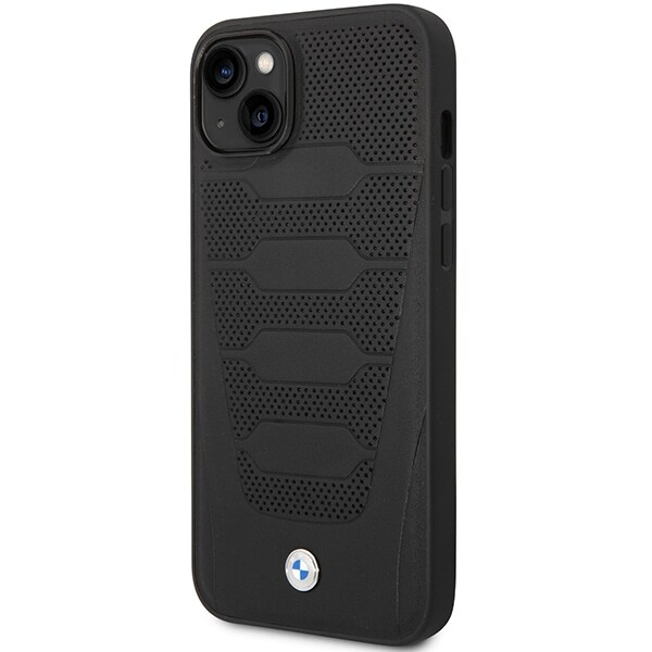 Kotelo BMW BMHCP14S22RPSK iPhone 14 6,1" musta/musta Nahkaistuimet kuvioitu