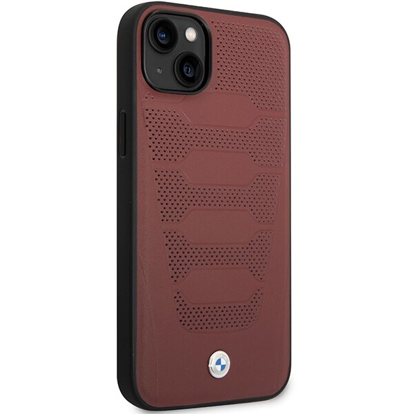 Kotelo BMW BMHCP14S22RPSR iPhone 14 6,1" viininpunainen nahkapenkkien kuviointi