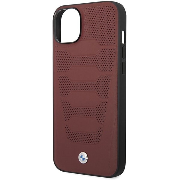 Kotelo BMW BMHCP14S22RPSR iPhone 14 6,1" viininpunainen nahkapenkkien kuviointi