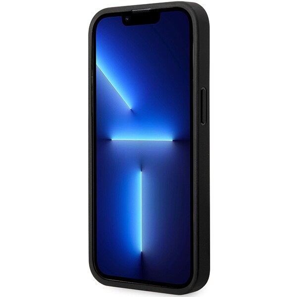 Kotelo BMW BMHCP14X22RBDK iPhone 14 Pro Max 6.7" musta kovakantinen nahkakotelo siniset pisteet