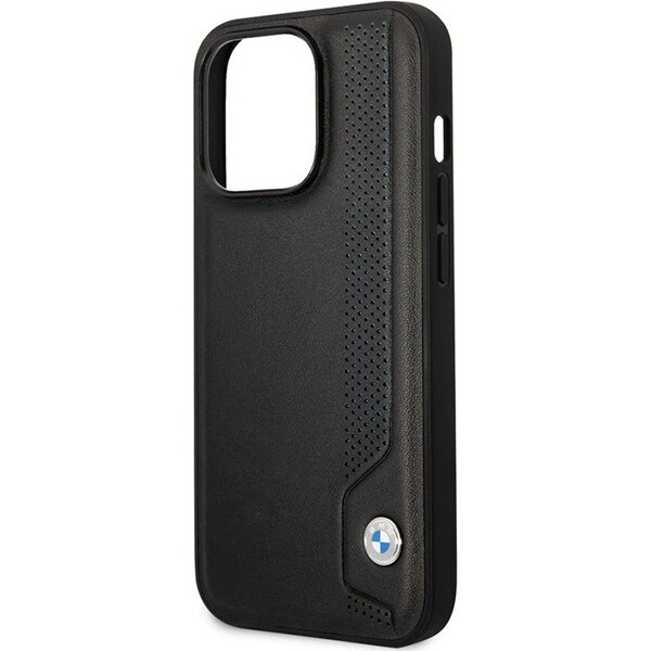 Kotelo BMW BMHCP14X22RBDK iPhone 14 Pro Max 6.7" musta kovakantinen nahkakotelo siniset pisteet