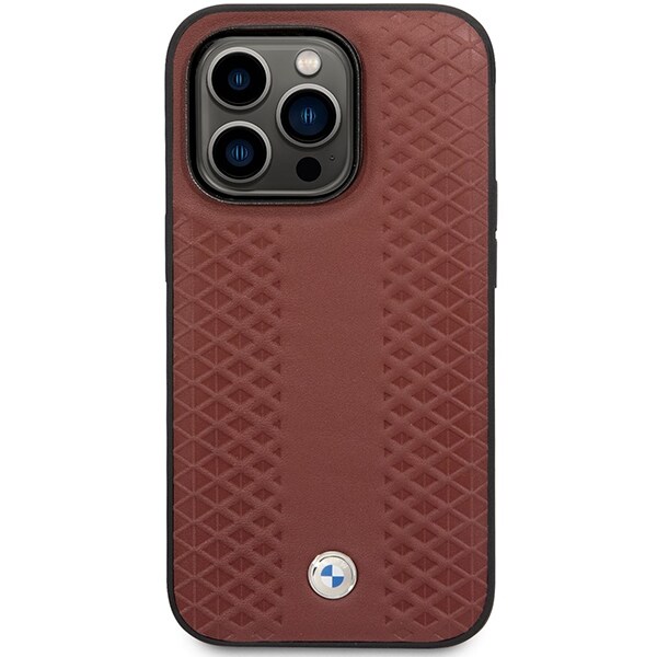 Kotelo BMW BMHCP14X22RFGR iPhone 14 Pro Max 6.7" Burgundy/burgundy Nahka Timanttikuvioinen