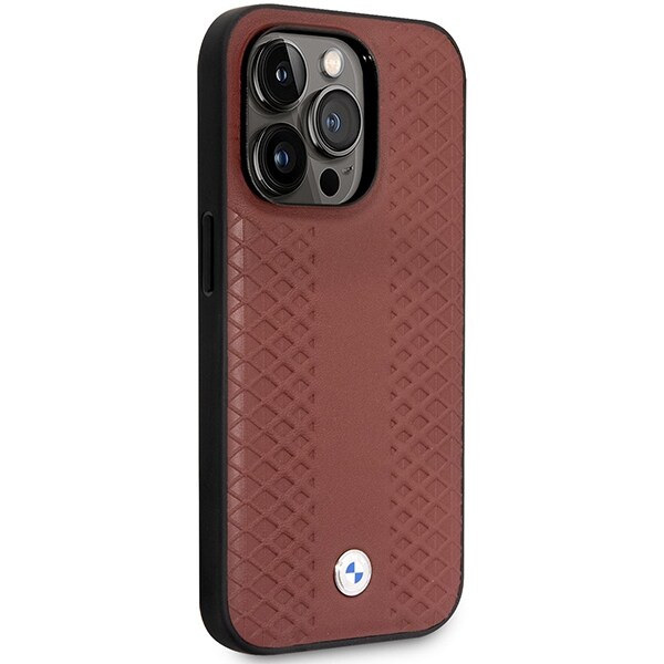 Kotelo BMW BMHCP14X22RFGR iPhone 14 Pro Max 6.7" Burgundy/burgundy Nahka Timanttikuvioinen