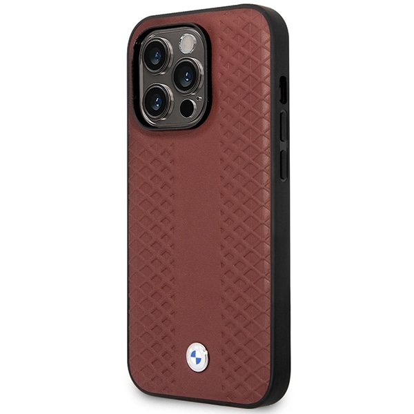 Kotelo BMW BMHMP14L22RFGR iPhone 14 Pro 6.1" Burgundy/burgundy Nahka Diamond Pattern MagSafe