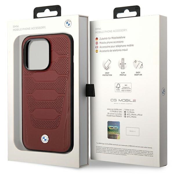 Kotelo BMW BMHMP14L22RPSR iPhone 14 Pro 6.1" Burgundy/burgundy Nahkaistuimet Kuvio MagSafe
