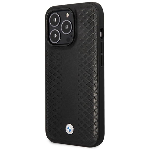 Kotelo BMW BMHMP14X22RFGK iPhone 14 Pro Max 6.7" musta nahkainen timanttikuvioinen MagSafe-kotelo