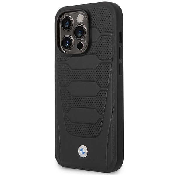 Kotelo BMW BMHMP14X22RPSK iPhone 14 Pro Max 6.7" musta/musta Nahkaistuimet Kuvio MagSafe